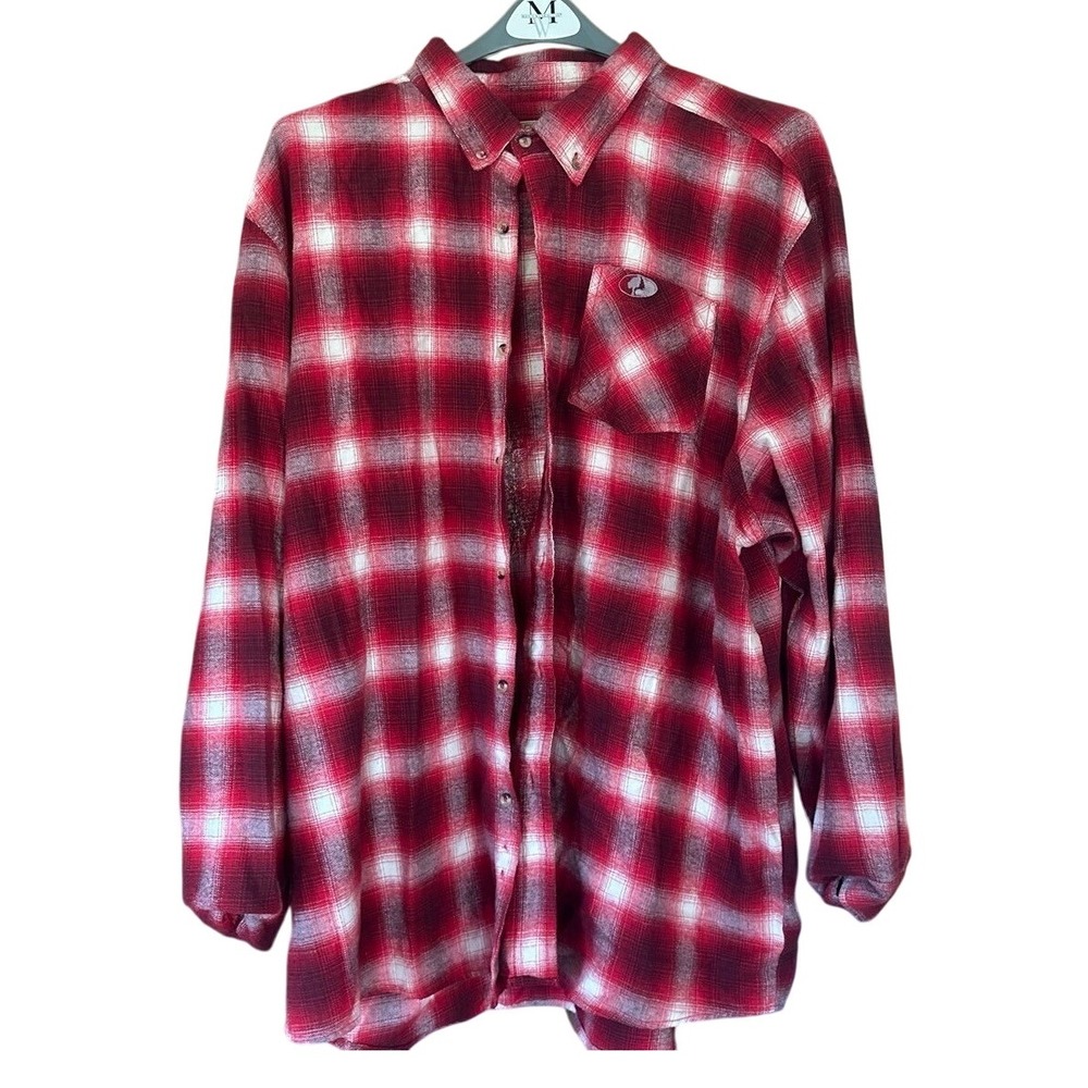 MOSS OAK Men's Burgundy Red Plaid Long Sleeve Flannel Shirt‎ Outdoors